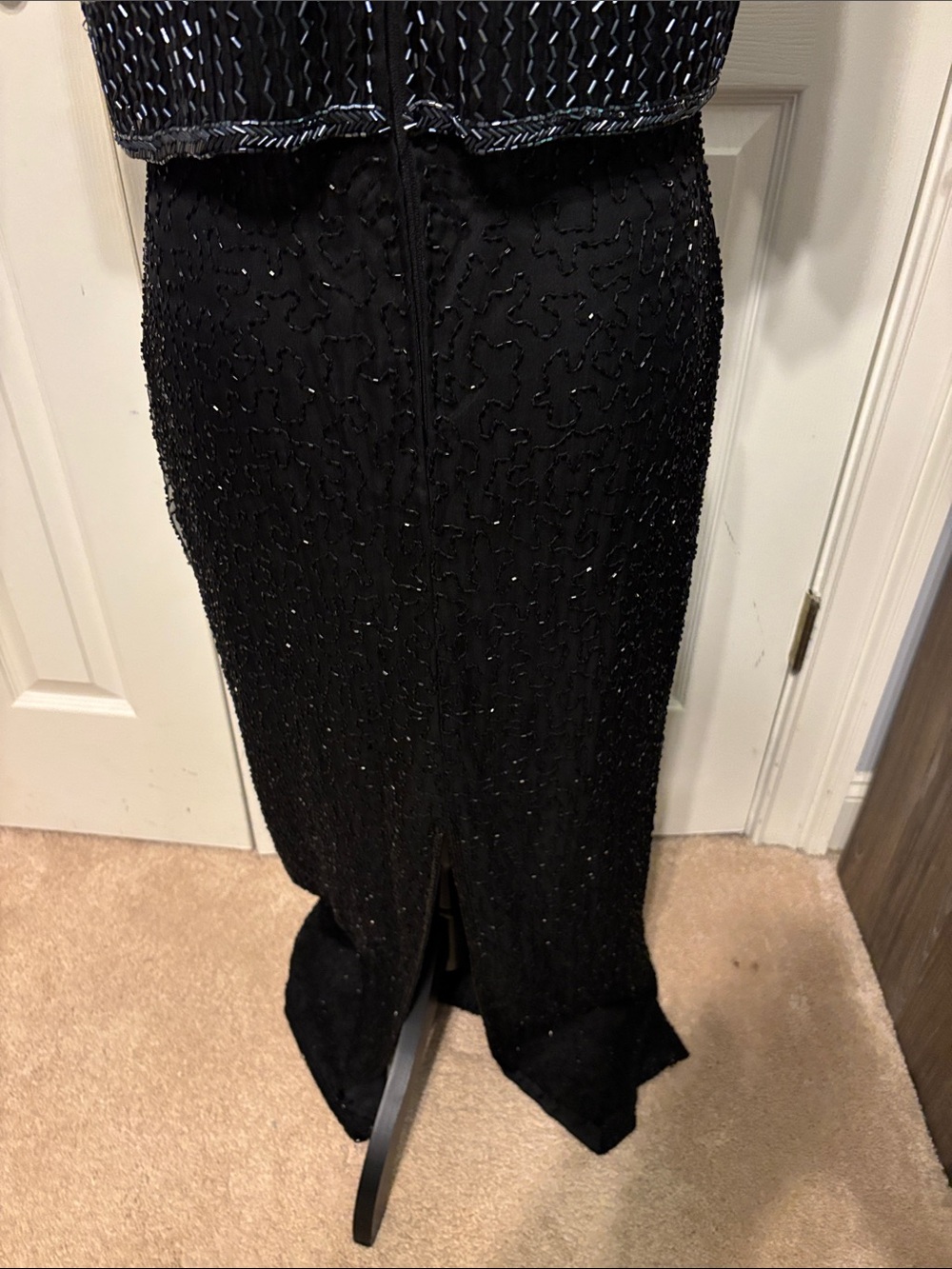 Laurence Kazar Vintage Silk Hand Beaded Evening Gown - Picture 7 of 9